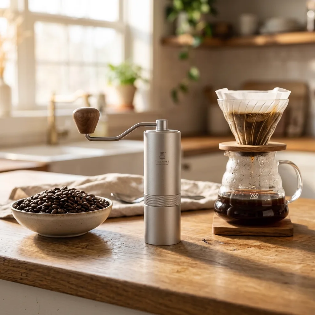 เครื่องบดกาแฟมือหมุนฟันบดสแตนเลส CNC ปรับเบอร์บดละเอียดได้ ผงกาแฟสม่ำเสมอ กลิ่นหอมเต็มรสชาติ